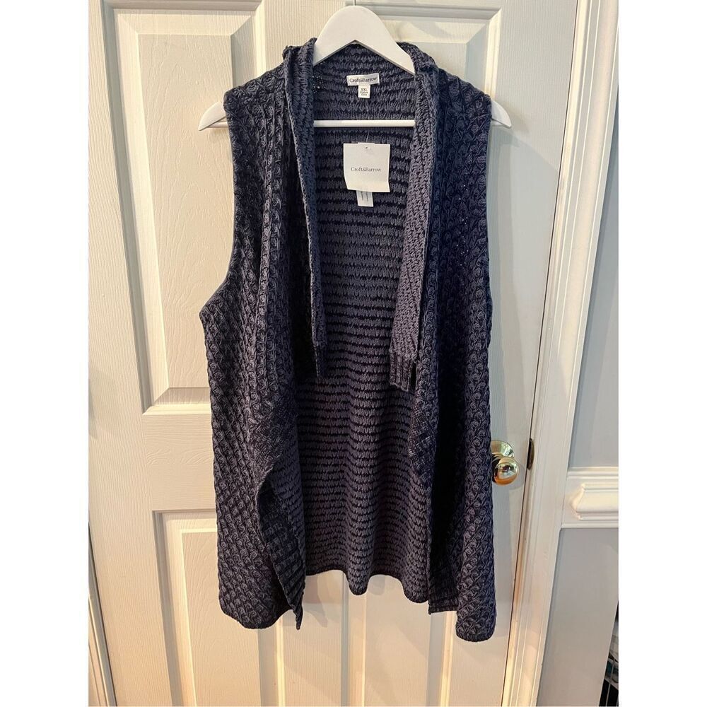 Croft & Barrow Blue On Blue Crochet Long Cardigan Sweater sz XXL NWT